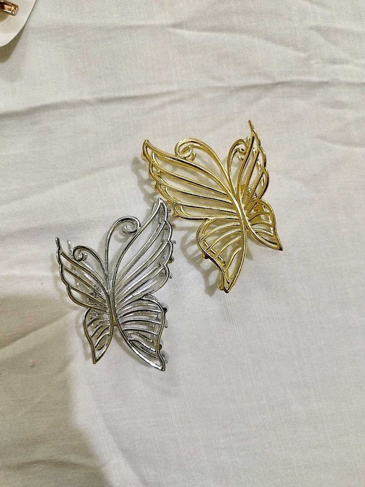 Butterfly Hair Clips - Gold &amp; Silver