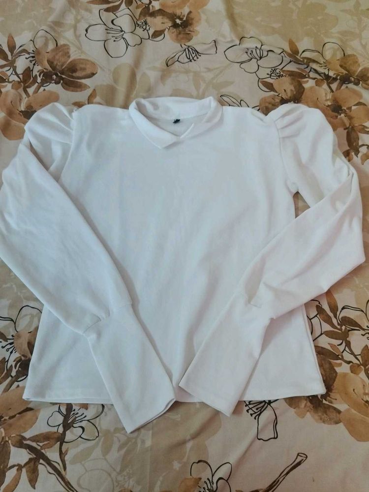 White Puff Sleeve Top
