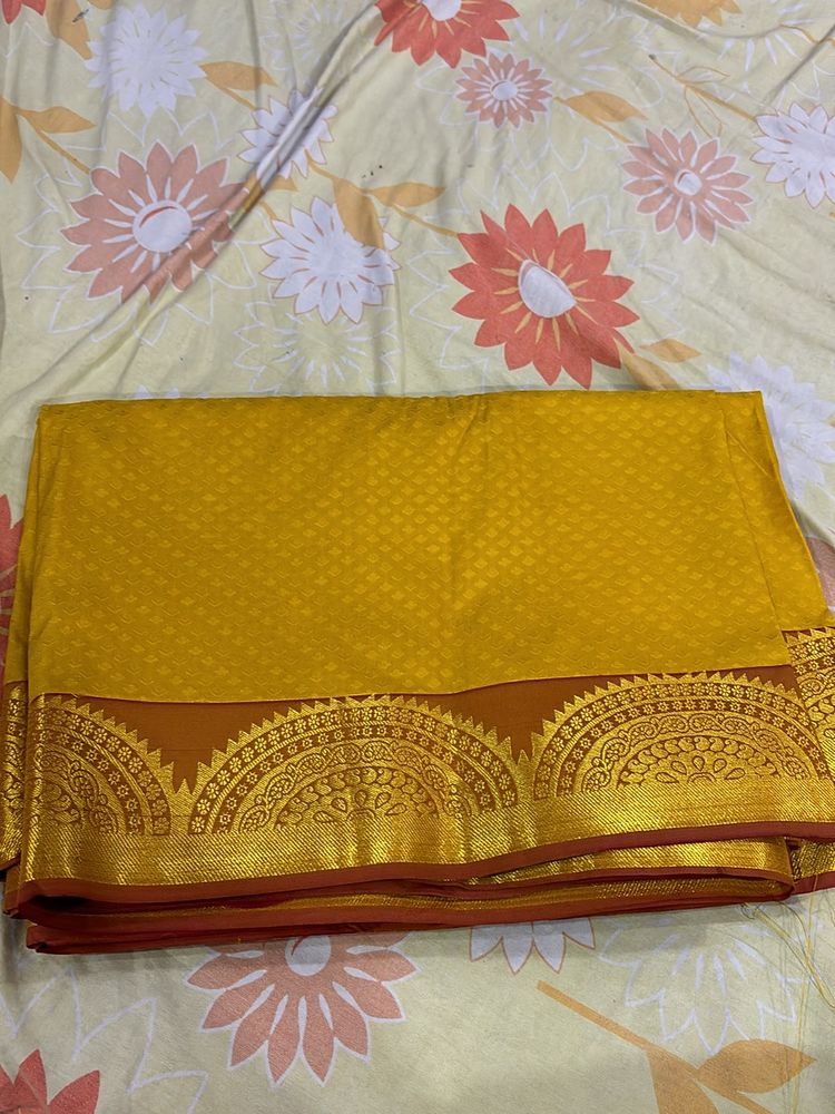 Katpadar Saree Gold Colour