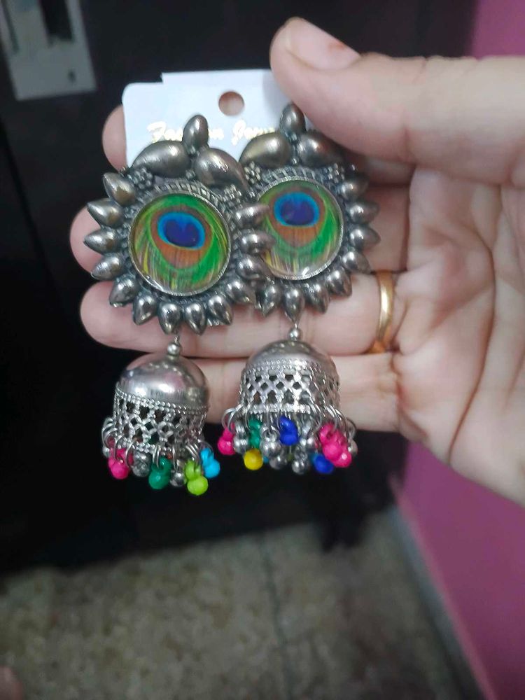 Peacock Jhumka Earrings