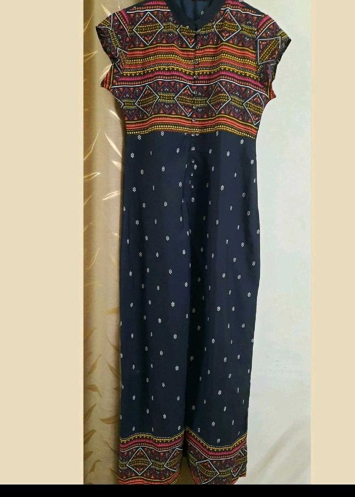 Printed Cotton Blend A- Line Kurta