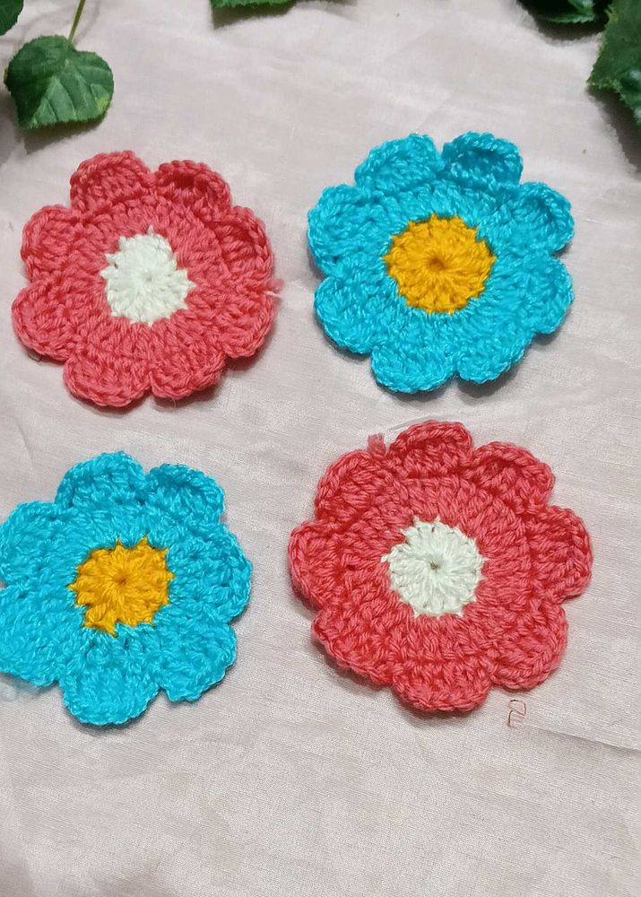 Crochet Flower Appliques (Set of 4)