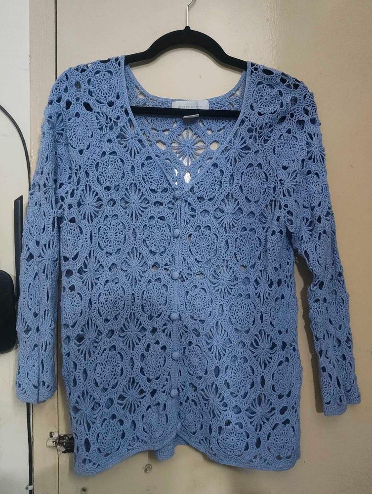 Crochet Button-Down Cardigan