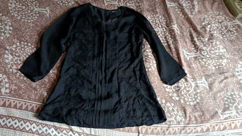 Black Lace Detail Top