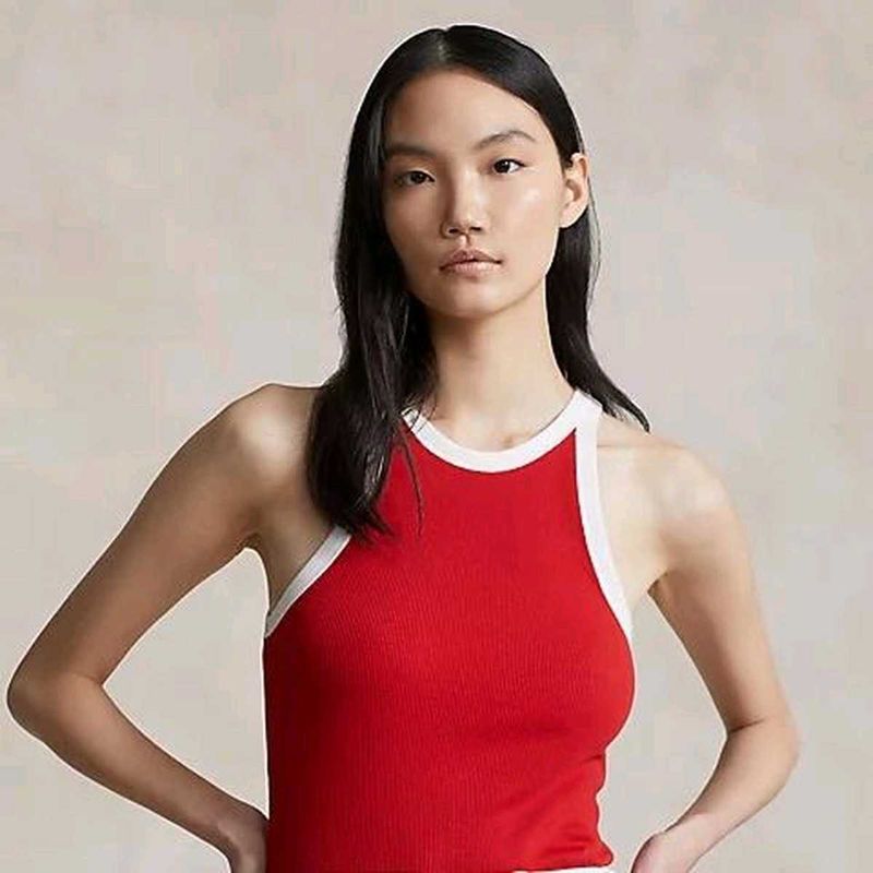 Zara Women Rib Contrast Binding RacerNeck Vest Top