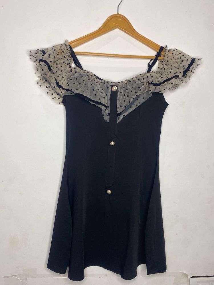 Black Off-Shoulder Mini Dress