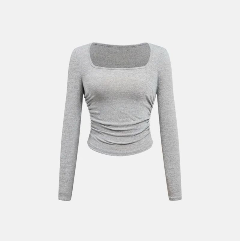 Savana Gray Ribbed Top