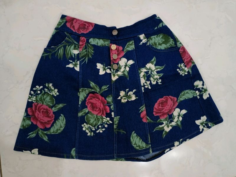 Denim Skirt With Front Buttons