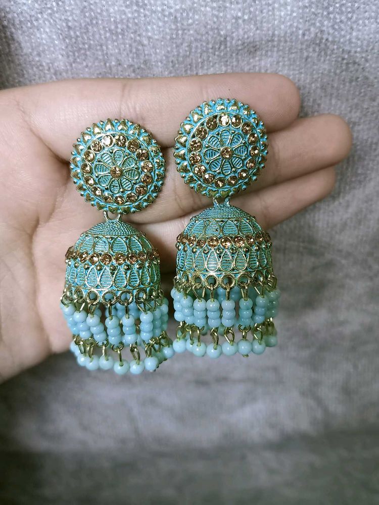 Turquoise Jhumka Earrings