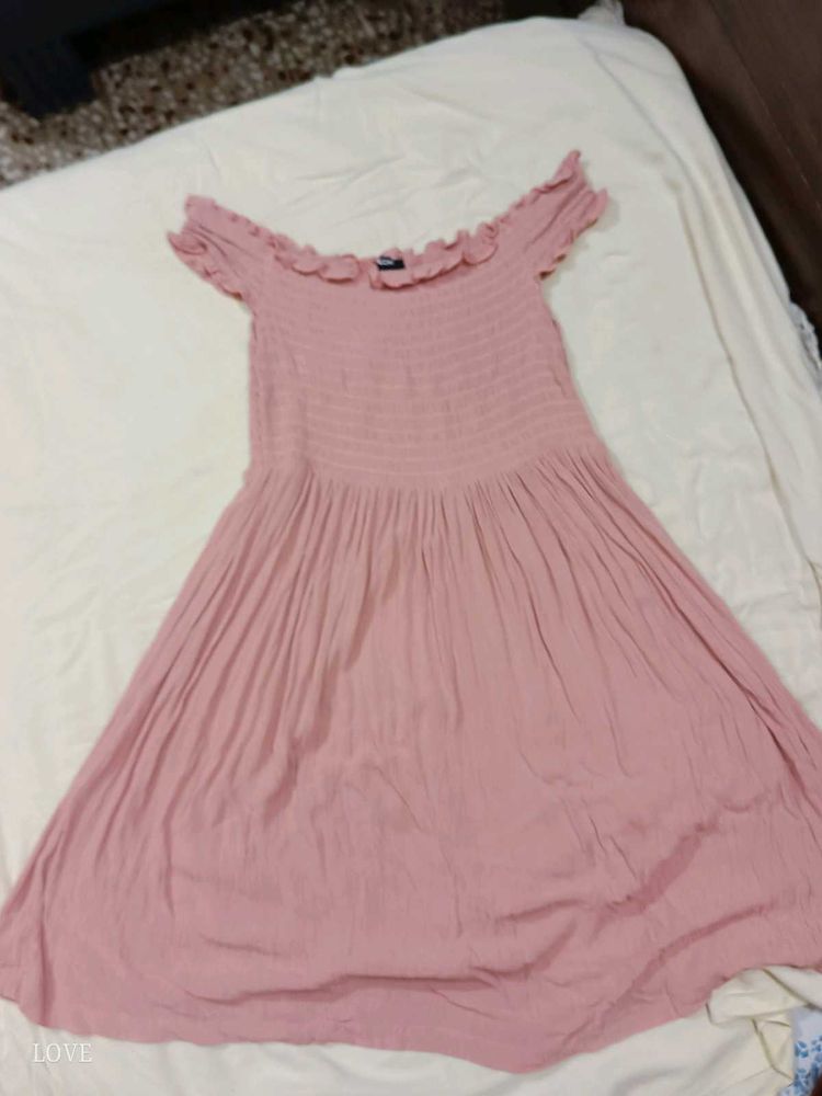 Pink Off-Shoulder Dress