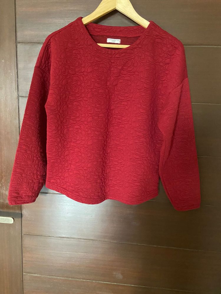 ONLY maroon Textured  sweatshirt (xs)