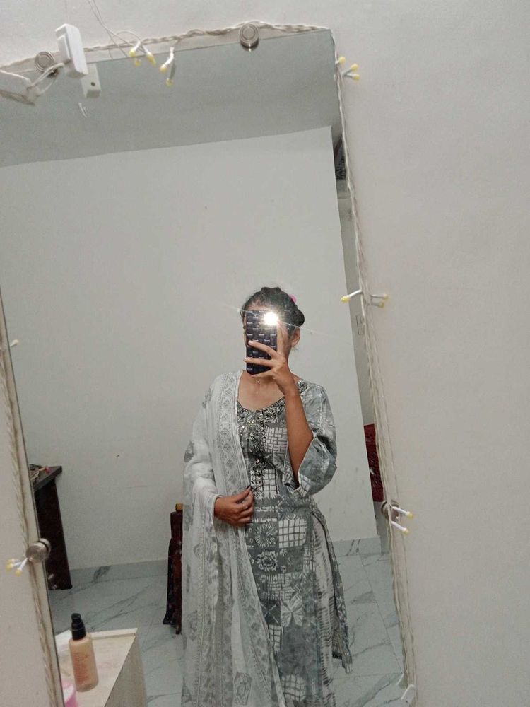 Gray Printed Suit