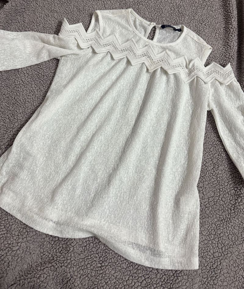 White Cold Shoulder Top