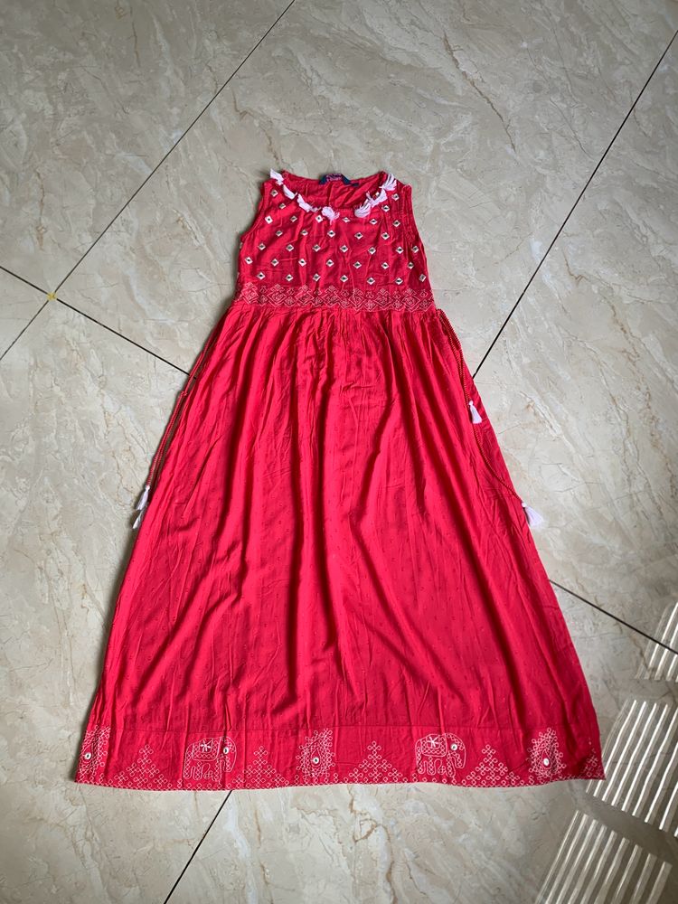 Rose Colour Ethnic Dress