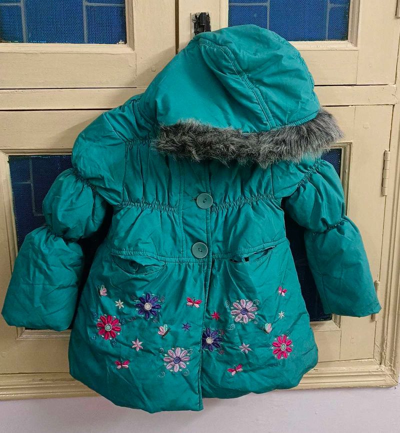 Blue Puffer Jacket For Girls 💙