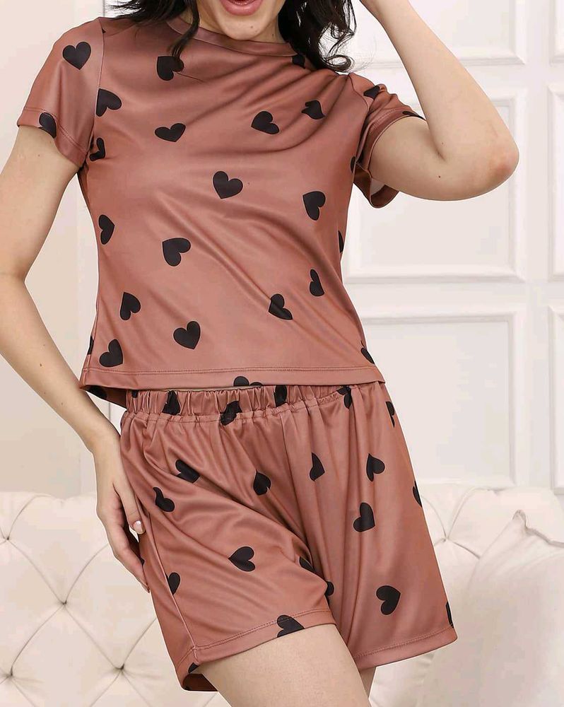 Heart Print Pajama Set
