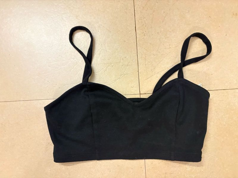 Black Crop Top open back