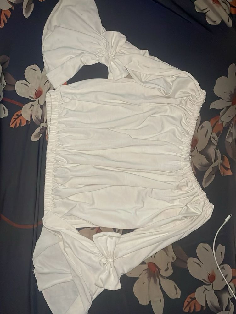 Pinterest Bow Tie Bell Sleves White Off Shoulder T
