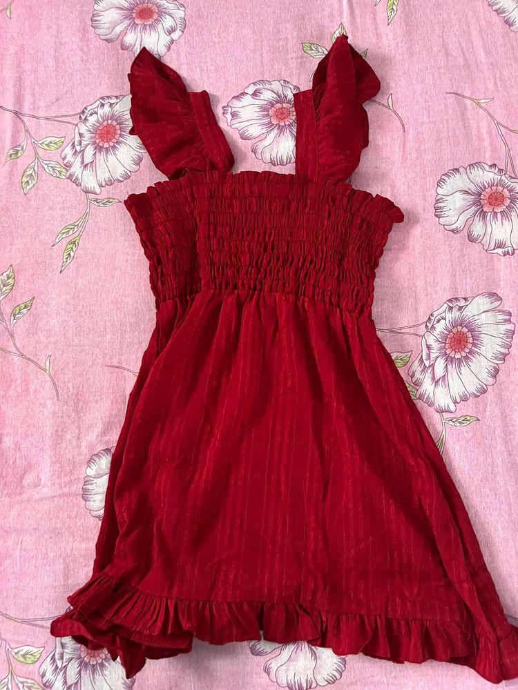 Red Ruffle Mini Dress