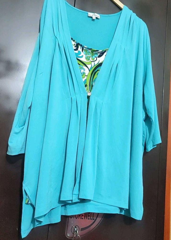 Cyan Color Top For Healthy Girl Or Women 58 Bust