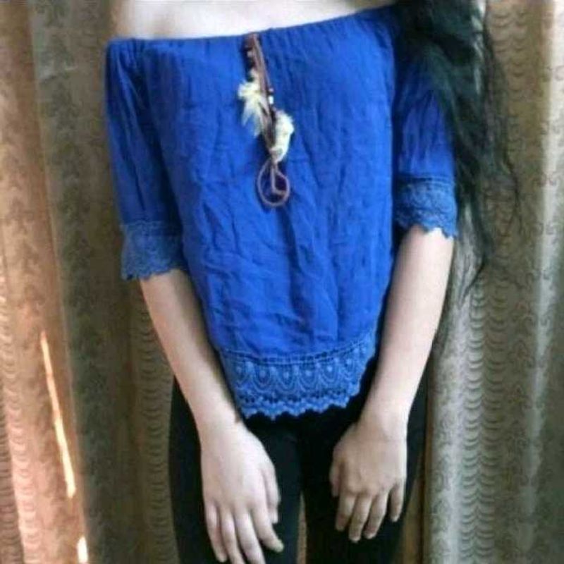 Blue Off-Shoulder Top