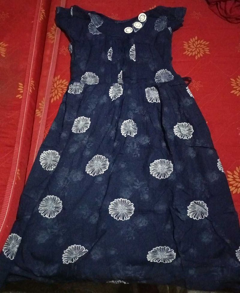 Navy Floral Print Dress