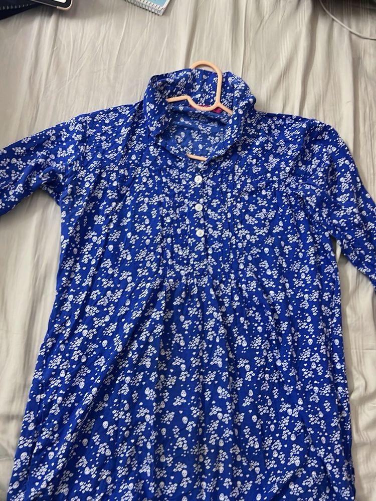 Blue Floral Print Top