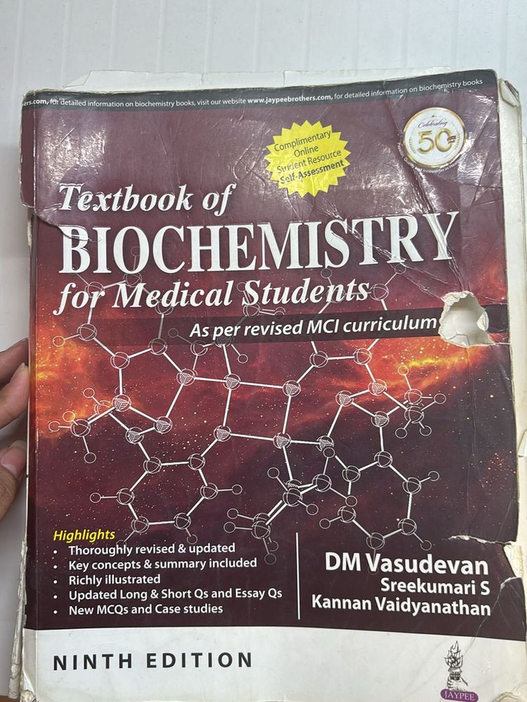 Vasudevan Biochemistry Textbook Ed 9