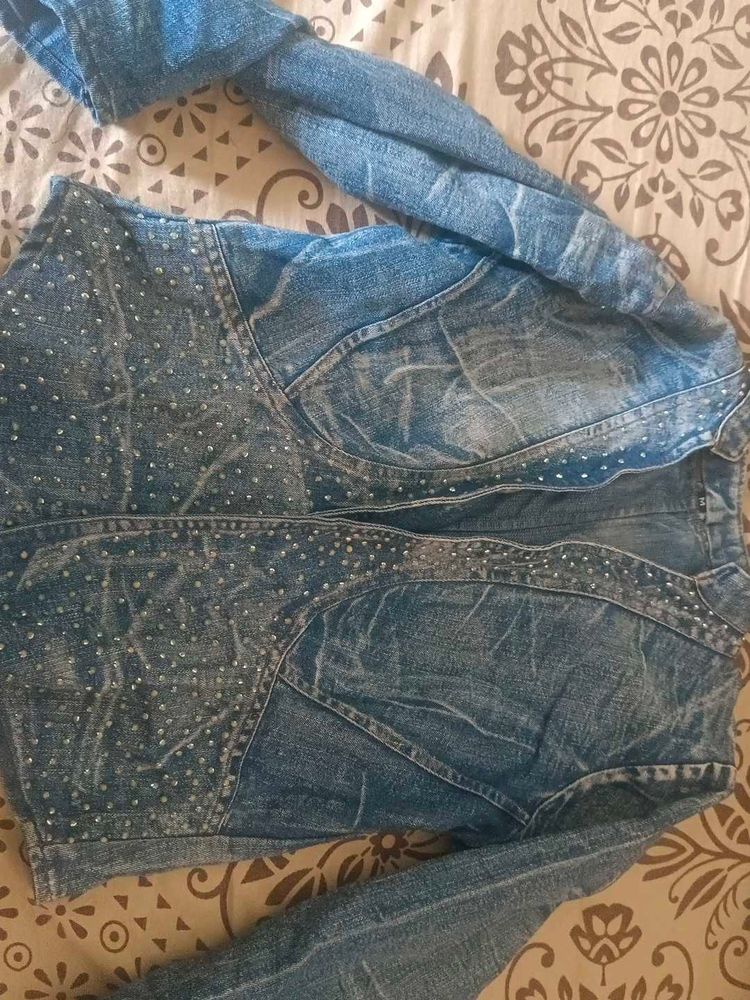 Denim Jacket with Embellishments