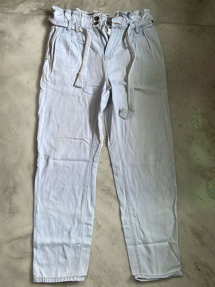 Paper Bag Waist Denim Jeans