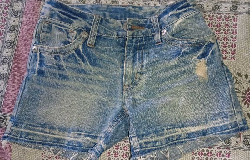 Imported Distressed Denim Shorts