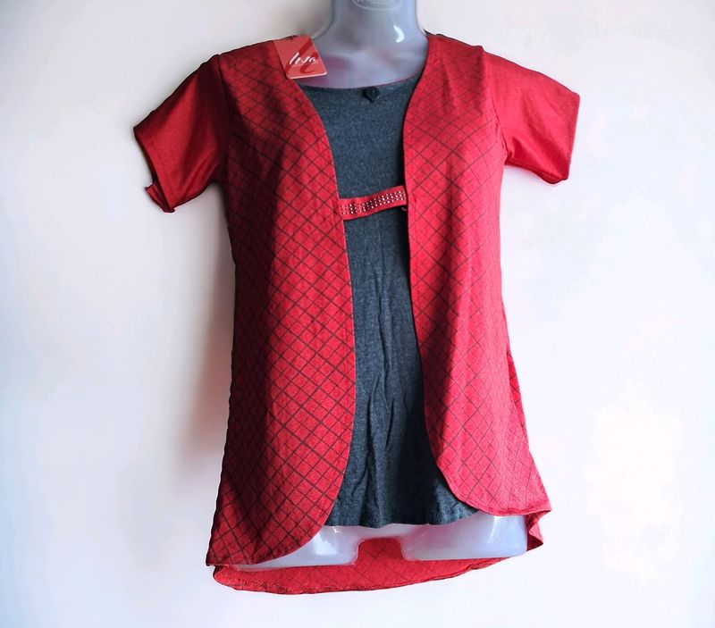 High Low Checked Tops For Girls