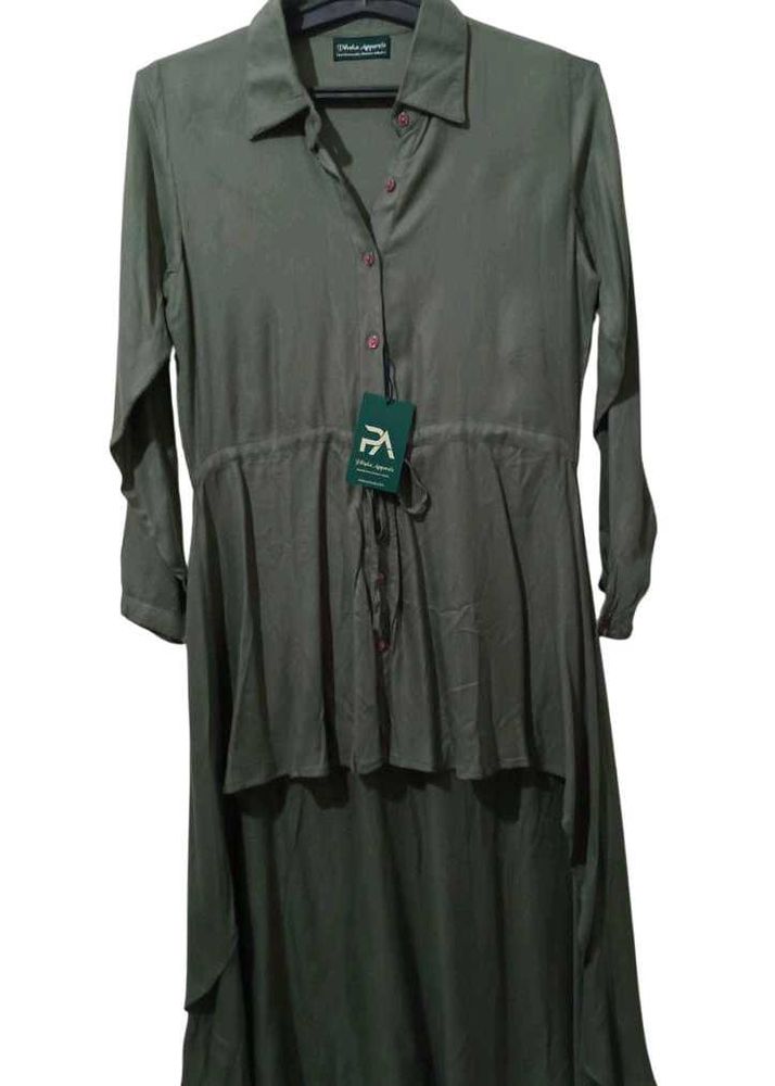 Olive Green Hi-Lo Shirt Dress
