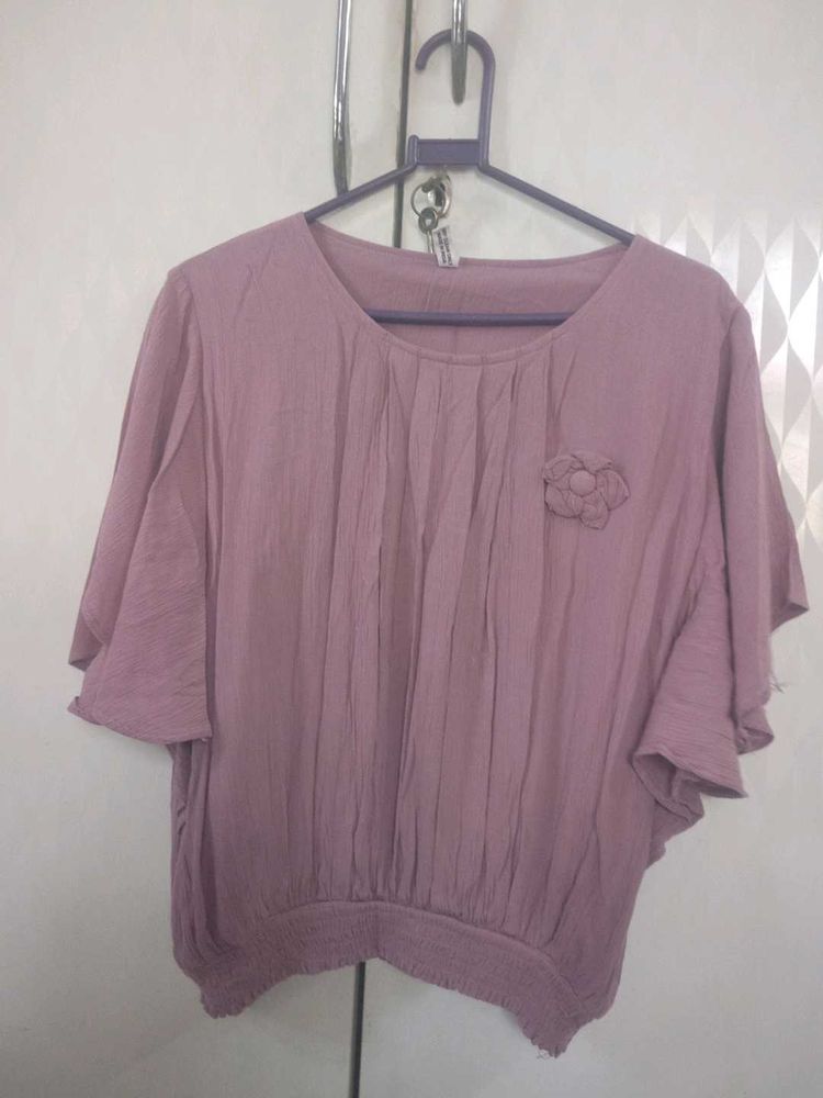 Mauve Flowy Blouse with Floral Detail