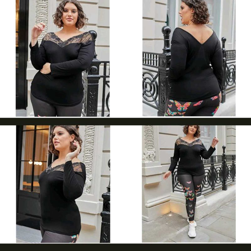 2 Combo 🖤Black Lace Top &amp;🧡 Regular Wear Tops