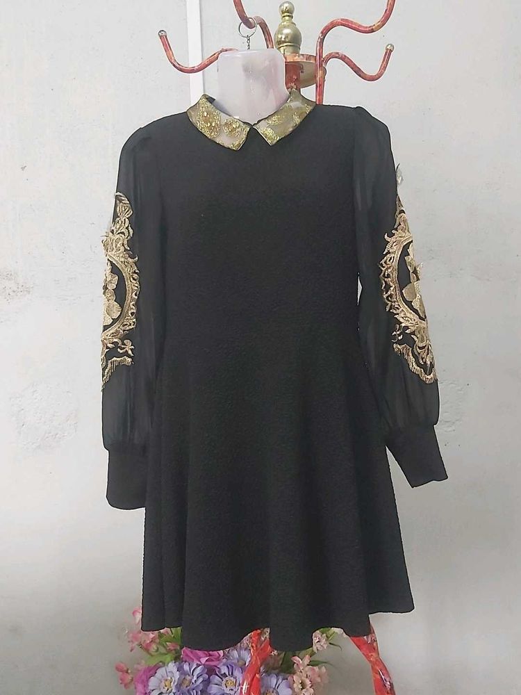 Golden Lace Design Dress