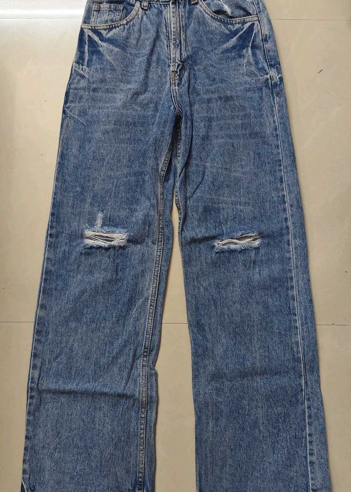 Ripped Wide Leg Jeans