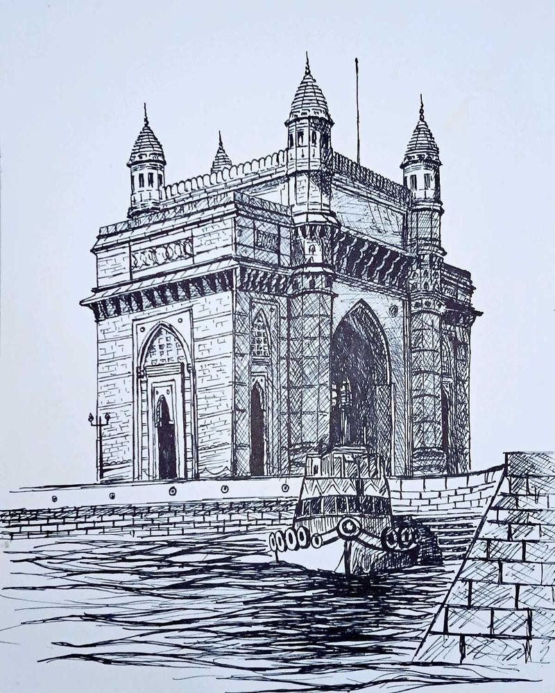 Gateway of India – Handmade Marker Sketch