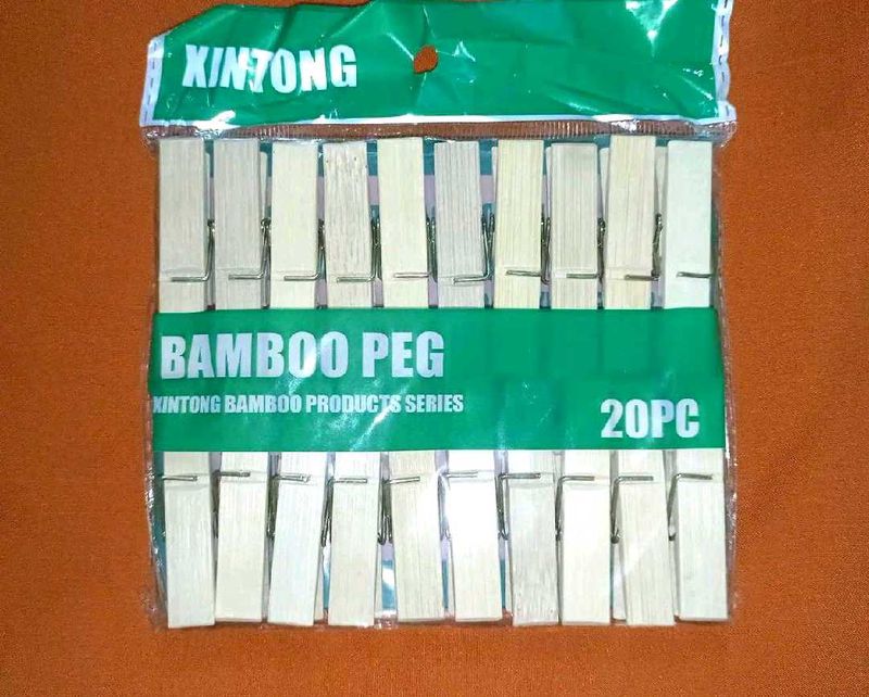 New Unused Bamboo Pegs - 20 Piece Set