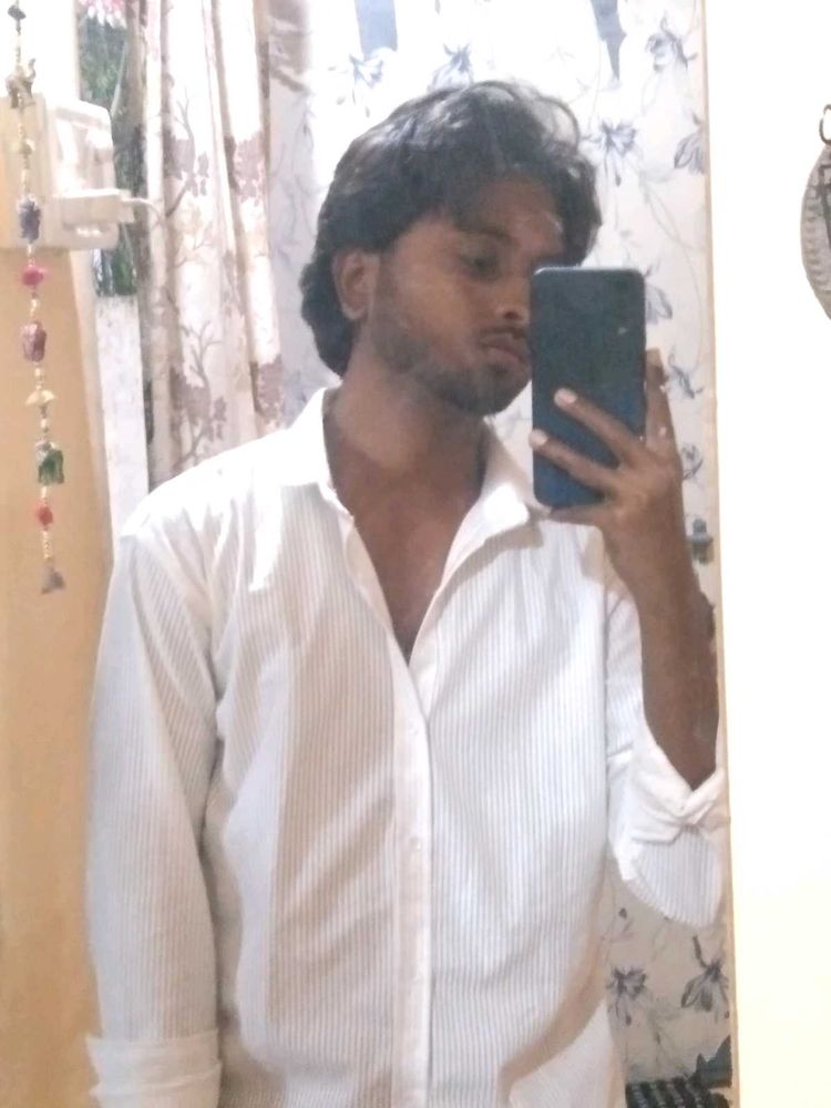 Vintage White Striped Shirt For Men