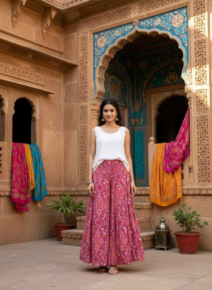 Pink Printed Palazzos