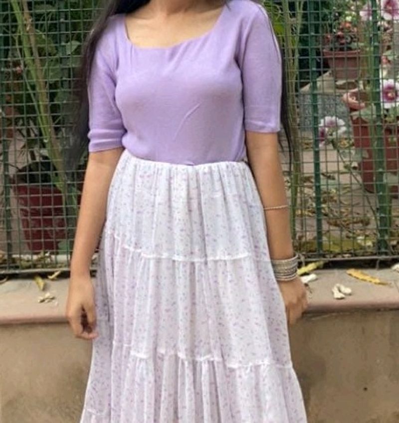 Lavender Top💜 With Beautiful Skirt🌸