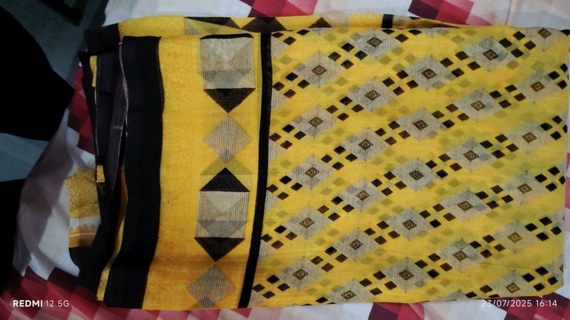 Yellow Printed Saree