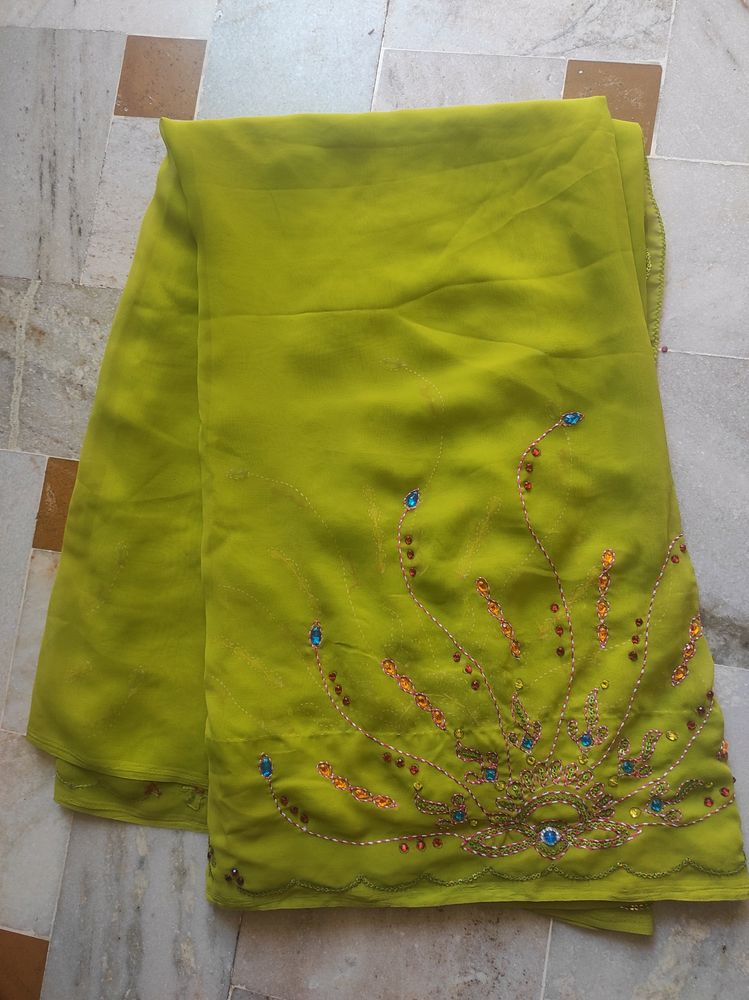 Green Color Handwork Saree