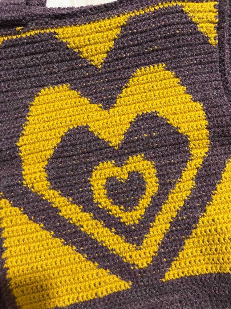 Crochet Heart Tote Bag 🧶