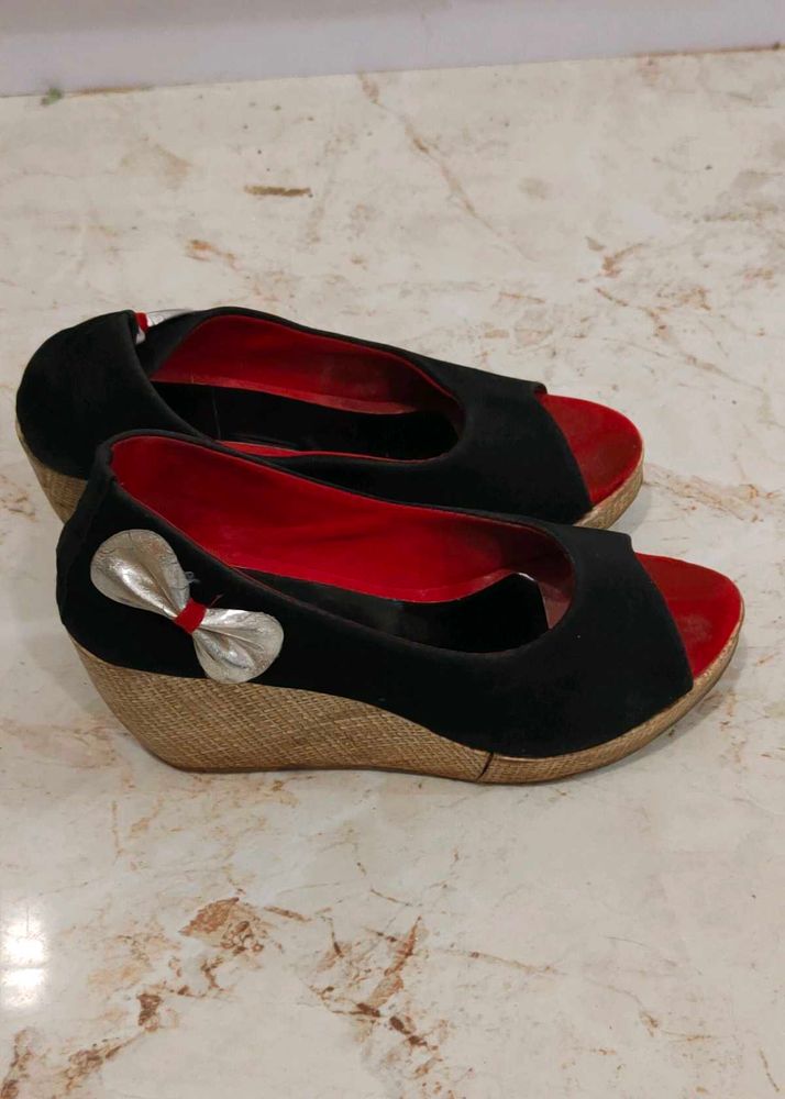 Black Wedge Heels