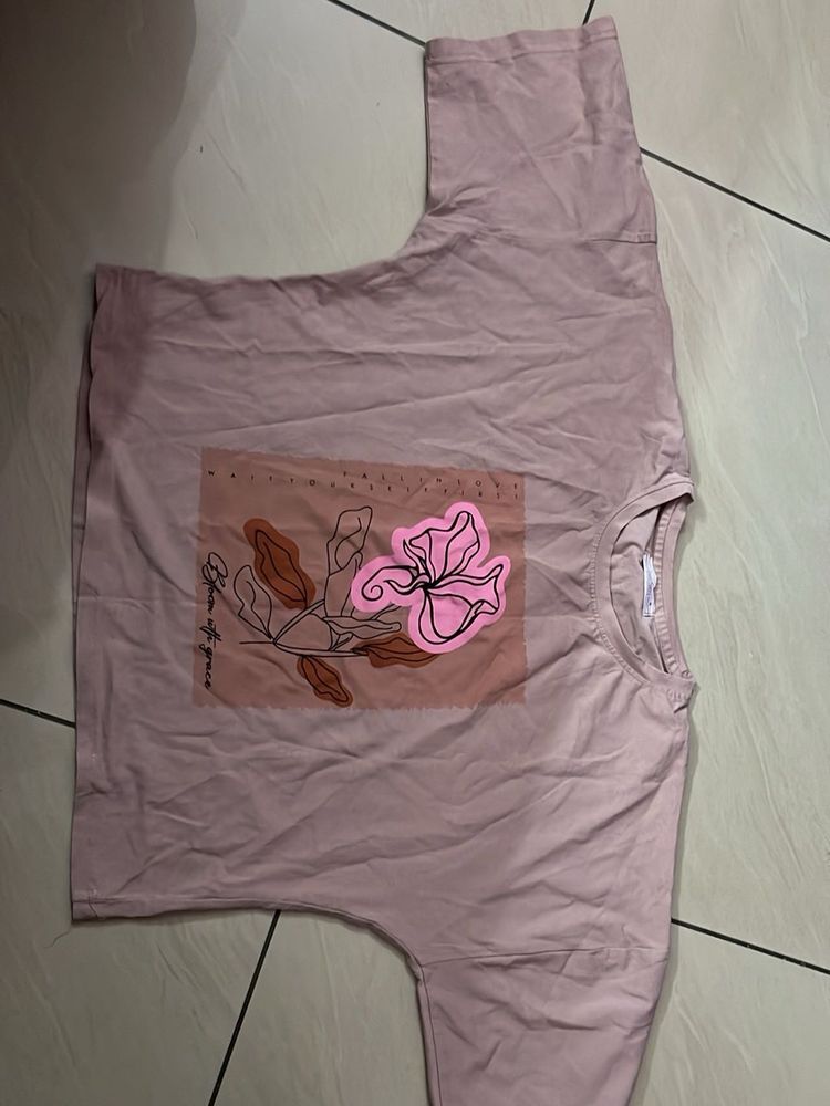 Over Size Crop T Shirt
