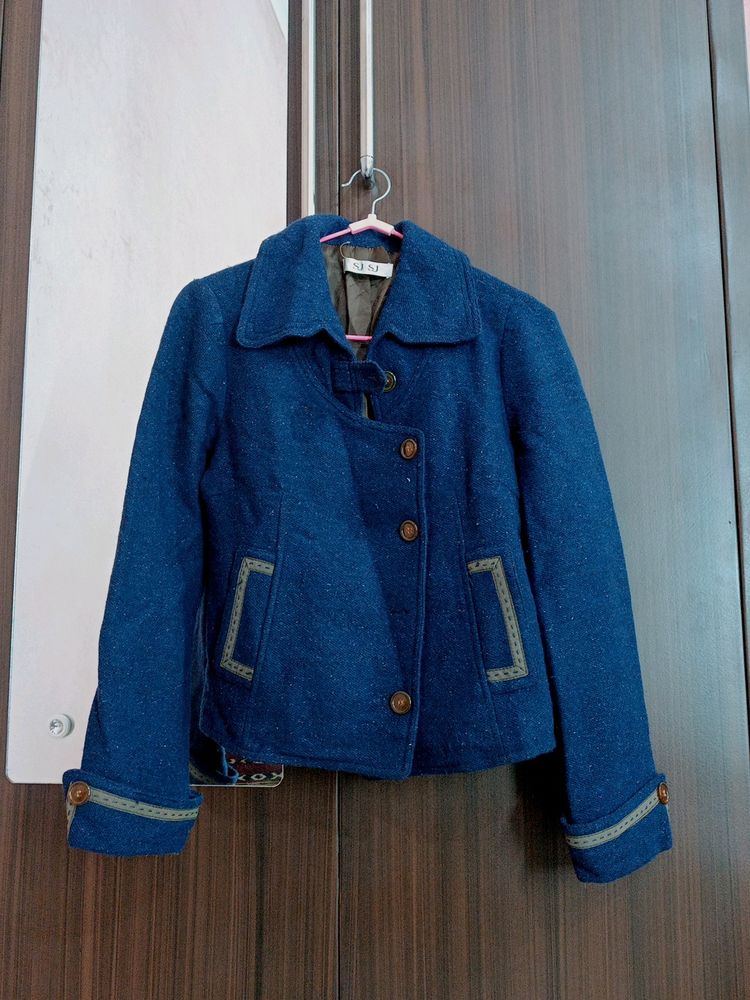 Vintage Navy Wool Cropped Jacket
