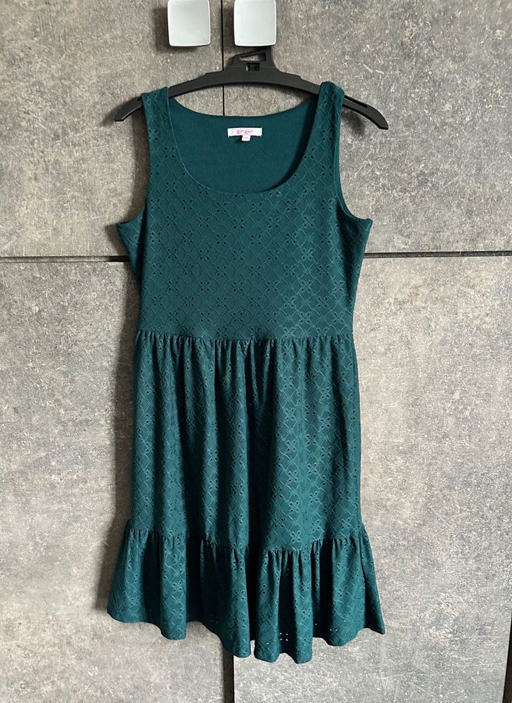 Ginger Eyelet Ruffle Hem Dress