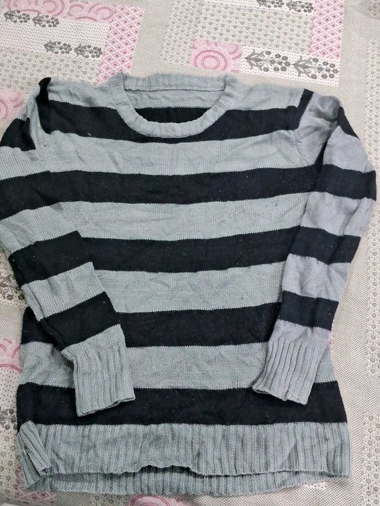 Striped Grey &amp; Black Sweater